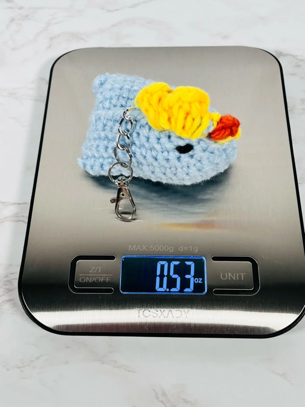 Light Blue Crochet Chicken Keychain Bag Charm - Picture 5 of 5